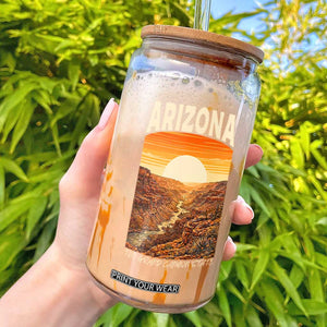 Arizona Souvenir Grand Canyon State Glass Can Saguaro Cactus Road Trip TS12 Black Print Your Wear