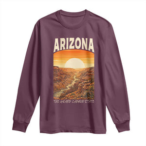 Arizona Souvenir Grand Canyon State Long Sleeve Shirt Saguaro Cactus Road Trip TS12 Maroon Print Your Wear