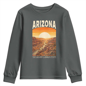 Arizona Souvenir Grand Canyon State Youth Sweatshirt Saguaro Cactus Road Trip TS12 Dark Heather Print Your Wear
