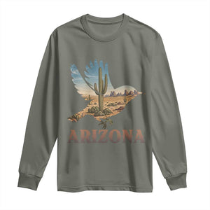 Arizona Desert Wren Bird Long Sleeve Shirt Cactus Landscape Rustic Western TS12 Military Green Print Your Wear