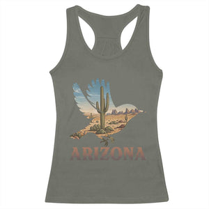 Arizona Desert Wren Bird Racerback Tank Top Cactus Landscape Rustic Western TS12 Military Green Print Your Wear
