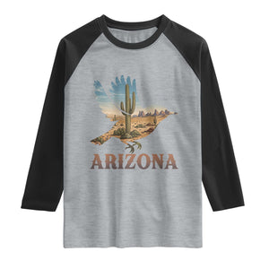 Arizona Desert Wren Bird Raglan Shirt Cactus Landscape Rustic Western TS12 Heather Gray Black Print Your Wear