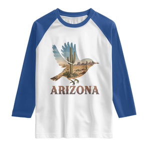 Arizona Desert Wren Bird Raglan Shirt Cactus Landscape Rustic Western TS12 White Royal Print Your Wear