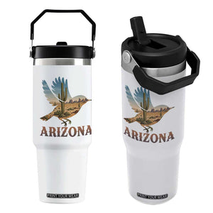 Arizona Desert Wren Bird Flip Straw Tumbler Cactus Landscape Rustic Western TS12 One Size: 30 oz White Print Your Wear