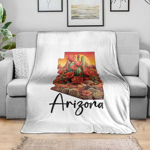 Arizona Map Blooming Cactus Flowers Gift Throw Blanket TS12 Print Your Wear