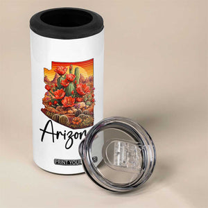 Arizona Map Blooming Cactus Flowers Gift 4 in 1 Can Cooler Tumbler TS12 Print Your Wear