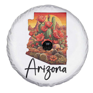 Arizona Map Blooming Cactus Flowers Gift Spare Tire Cover TS12 Print Your Wear