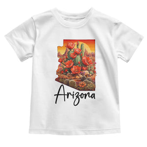 Arizona Map Blooming Cactus Flowers Gift Toddler T Shirt TS12 White Print Your Wear