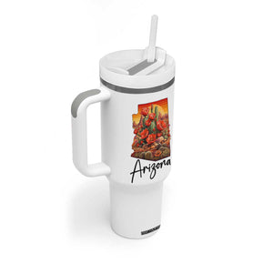 Arizona Map Blooming Cactus Flowers Gift Tumbler With Handle TS12 Print Your Wear