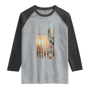 Patriotic Arizona State Flag Raglan Shirt Southwest Landscape Gift TS12 Heather Gray Heather Charcoal Print Your Wear