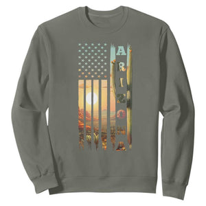 Patriotic Arizona State Flag Sweatshirt Southwest Landscape Gift TS12 Military Green Print Your Wear