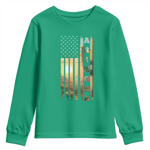Patriotic Arizona State Flag Youth Sweatshirt Southwest Landscape Gift TS12 Irish Green Print Your Wear