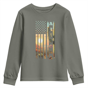 Patriotic Arizona State Flag Youth Sweatshirt Southwest Landscape Gift TS12 Military Green Print Your Wear