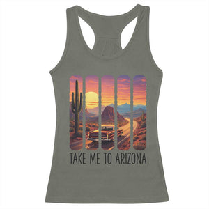 Arizona Desert Cactus Western Adventure Racerback Tank Top Take Me To AZ TS12 Military Green Print Your Wear