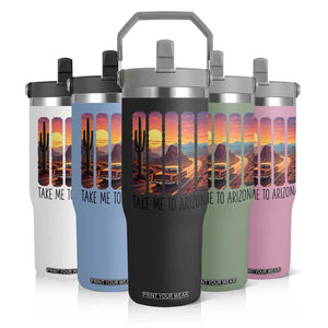 Arizona Desert Cactus Western Adventure Flip Straw Tumbler Take Me To AZ TS12 Print Your Wear