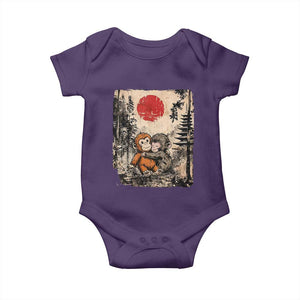 Vintage Japanese Ukiyoe Punch Baby Monkey Baby Onesie Kawaii Animal Gift TS12 Purple Print Your Wear