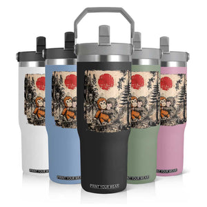 Vintage Japanese Ukiyoe Punch Baby Monkey Flip Straw Tumbler Kawaii Animal Gift TS12 Print Your Wear