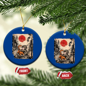 Vintage Japanese Ukiyoe Punch Baby Monkey Ceramic Ornament Kawaii Animal Gift TS12 1pc Blue Print Your Wear