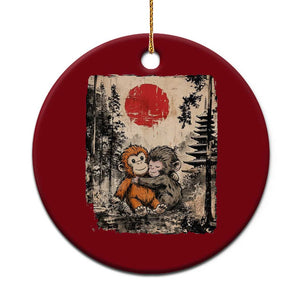 Vintage Japanese Ukiyoe Punch Baby Monkey Ceramic Ornament Kawaii Animal Gift TS12 1pc Red Print Your Wear