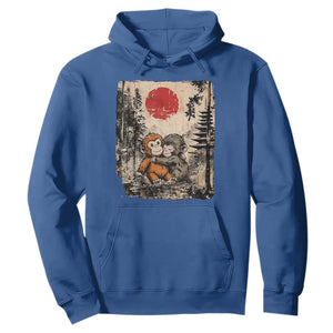 Vintage Japanese Ukiyoe Punch Baby Monkey Hoodie Kawaii Animal Gift TS12 Royal Blue Print Your Wear