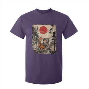 Vintage Japanese Ukiyoe Punch Baby Monkey T Shirt For Kid Kawaii Animal Gift TS12 Purple Print Your Wear