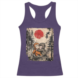Vintage Japanese Ukiyoe Punch Baby Monkey Racerback Tank Top Kawaii Animal Gift TS12 Purple Print Your Wear