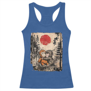 Vintage Japanese Ukiyoe Punch Baby Monkey Racerback Tank Top Kawaii Animal Gift TS12 Royal Blue Print Your Wear