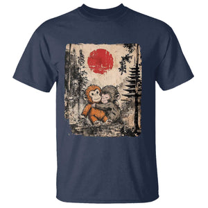Vintage Japanese Ukiyoe Punch Baby Monkey T Shirt Kawaii Animal Gift TS12 Navy Print Your Wear