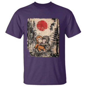 Vintage Japanese Ukiyoe Punch Baby Monkey T Shirt Kawaii Animal Gift TS12 Purple Print Your Wear