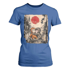 Vintage Japanese Ukiyoe Punch Baby Monkey T Shirt For Women Kawaii Animal Gift TS12 Royal Blue Print Your Wear