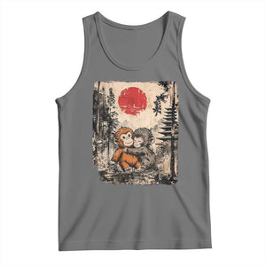 Vintage Japanese Ukiyoe Punch Baby Monkey Tank Top Kawaii Animal Gift TS12 Black Heather Print Your Wear