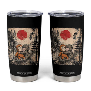Vintage Japanese Ukiyoe Punch Baby Monkey Tumbler Cup Kawaii Animal Gift TS12 Black Print Your Wear