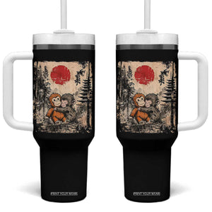 Vintage Japanese Ukiyoe Punch Baby Monkey Tumbler With Handle Kawaii Animal Gift TS12 One Size: 40 oz Black Print Your Wear