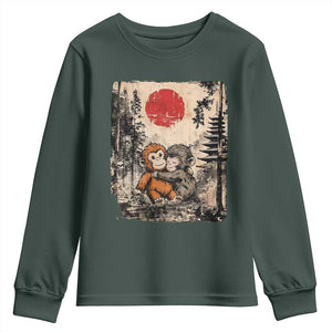 Vintage Japanese Ukiyoe Punch Baby Monkey Youth Sweatshirt Kawaii Animal Gift TS12 Dark Forest Green Print Your Wear