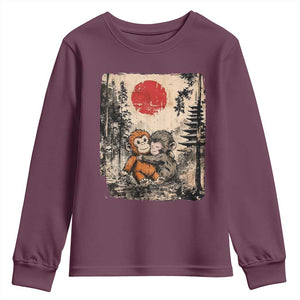 Vintage Japanese Ukiyoe Punch Baby Monkey Youth Sweatshirt Kawaii Animal Gift TS12 Maroon Print Your Wear