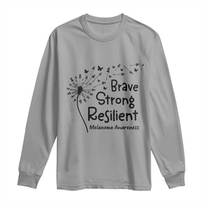 Brave Strong Resilient Long Sleeve Shirt Melanoma Warrior Dandelion Gift TS12 Sport Gray Print Your Wear