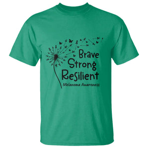 Brave Strong Resilient T Shirt Melanoma Warrior Dandelion Gift TS12 Irish Green Print Your Wear
