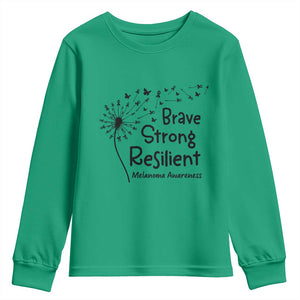 Brave Strong Resilient Youth Sweatshirt Melanoma Warrior Dandelion Gift TS12 Irish Green Print Your Wear