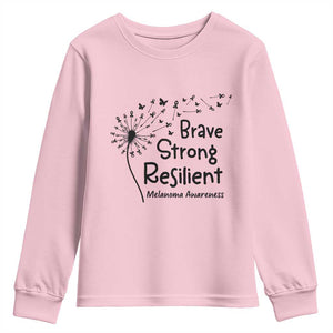Brave Strong Resilient Youth Sweatshirt Melanoma Warrior Dandelion Gift TS12 Light Pink Print Your Wear