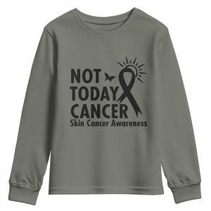 Melanoma Awareness Skin Cancer Warrior Youth Sweatshirt Not Today Cancer TS12 Military Green Print Your Wear