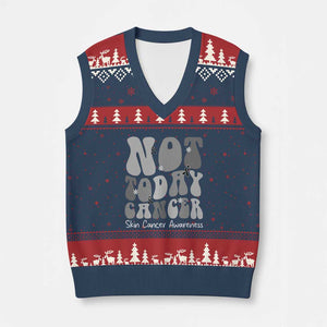 Not Today Melanoma Warrior Skeleton Cancer Fighter V-Neck Knit Sweater Vest TS12 Navy Red Print Your Wear