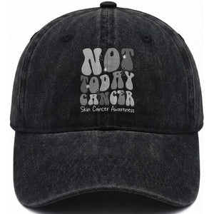 Not Today Melanoma Warrior Skeleton Cancer Fighter Washed Cotton Baseball Cap TS12 Print Your Wear