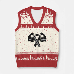 Melanoma Awareness Warrior V-Neck Knit Sweater Vest Never Give Up TS12 Beige Red Print Your Wear