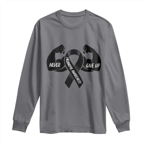 Melanoma Awareness Warrior Long Sleeve Shirt Never Give Up TS12 Charcoal Print Your Wear