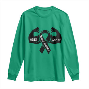 Melanoma Awareness Warrior Long Sleeve Shirt Never Give Up TS12 Irish Green Print Your Wear