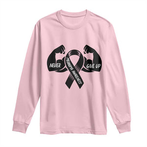 Melanoma Awareness Warrior Long Sleeve Shirt Never Give Up TS12 Light Pink Print Your Wear