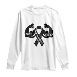 Melanoma Awareness Warrior Long Sleeve Shirt Never Give Up TS12 White Print Your Wear