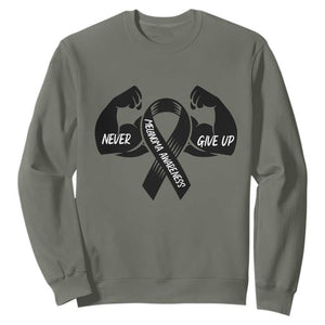 Melanoma Awareness Warrior Sweatshirt Never Give Up TS12 Military Green Print Your Wear