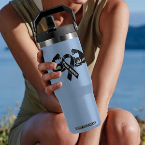 Melanoma Awareness Warrior Flip Straw Tumbler Never Give Up TS12 One Size: 30 oz Light Blue Print Your Wear