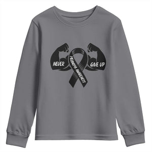 Melanoma Awareness Warrior Youth Sweatshirt Never Give Up TS12 Charcoal Print Your Wear